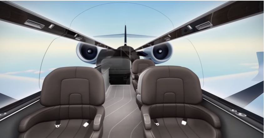 მაღალტექნოლოგიური თვითმფრინავი ცის პანორამული ხედებით (ვიდეო)